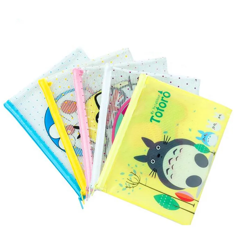 

1PCS Cartoon Elephant Doraemon Korean Fashion PVC Document Bag File Folder Stationery Organizer Pencil Case for Student Gifts