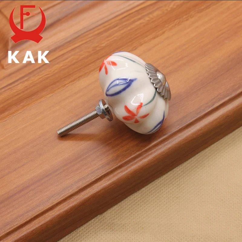 KAK 40mm Hand-painted Ceramic Drawer Knobs Porcelain Rural Cabinet Knob Cupboard Handles Mediterranean Furniture Handle Hardware