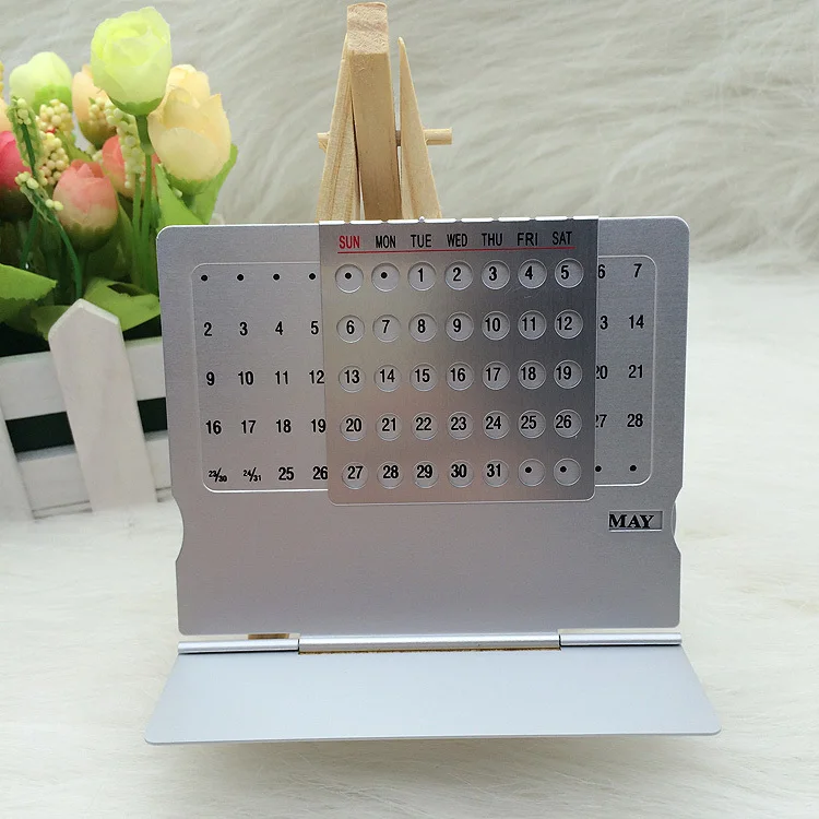 Perpetual Calendar Mini Aluminium Alloy Stand Table Calendar