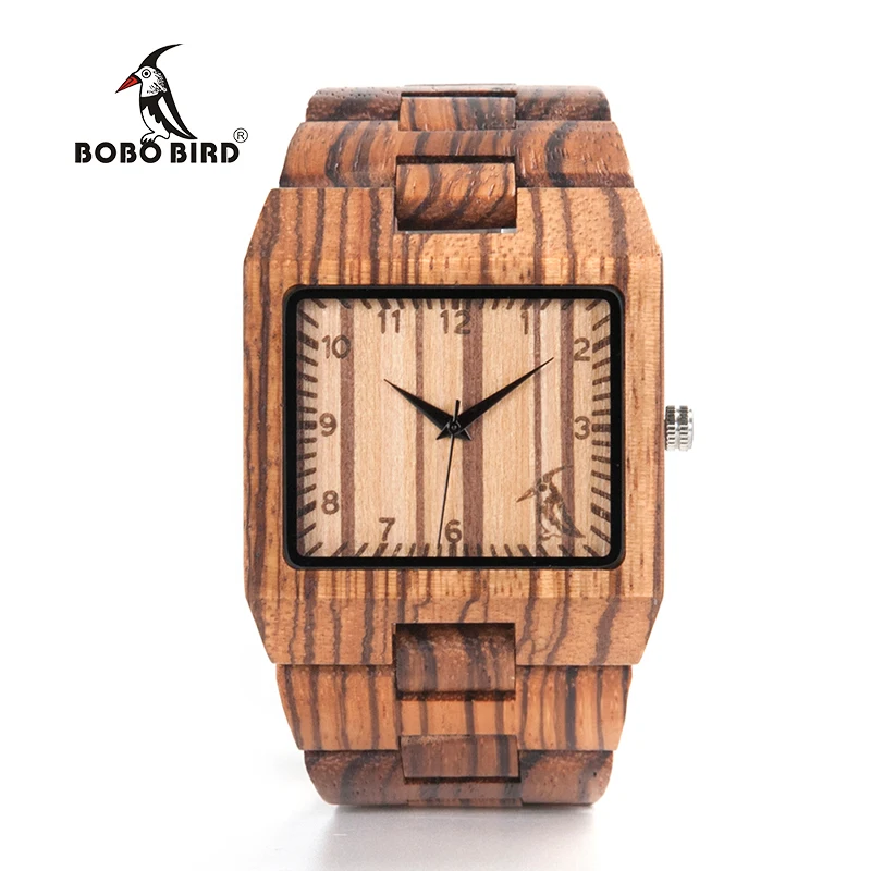 BOBO BIRD New Arrival Men Watch L24 Zebra Wooden Watch Mens Luxury Brand Design All Wood Quartz Wristwatch in Gift Box