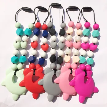 

Turtle Carrier toy Silicone Teether Necklace Tortoise toy BPA free animal turtle with heart beads teething Necklace carrier toys