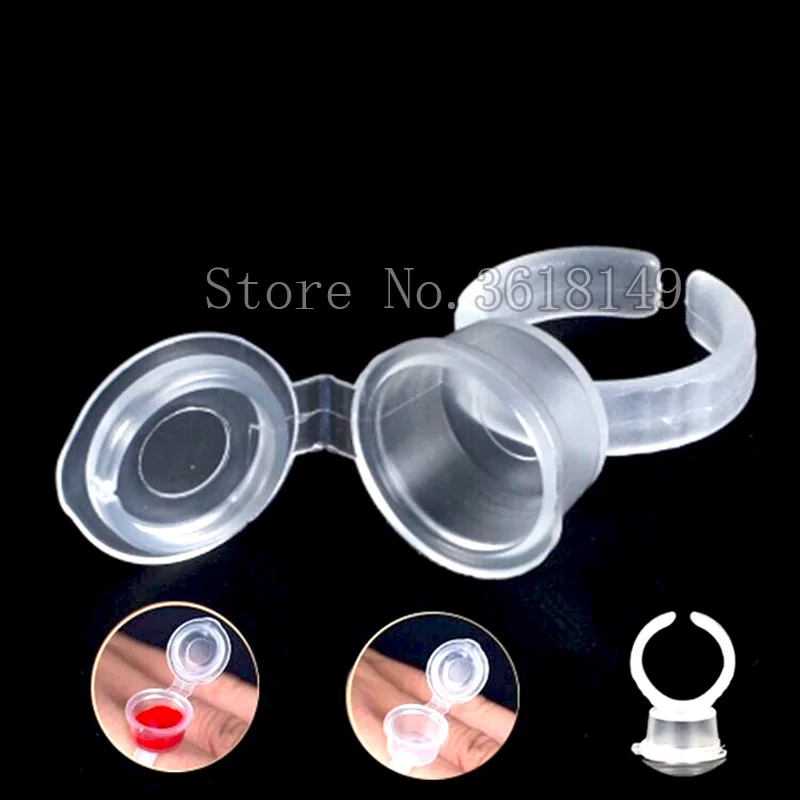 

50Pcs Microblading Pigment Glue Rings Tattoo Ink Holder For Semi Permanent Makeup Transparent Pigment Cap Tattoo Tool Holder