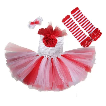 

Red Tulle Tutu Toddler Girl Christmas Dress for Baby Girl Clothes Kids Princess Knee Length Flower Dress with Christmas Socks