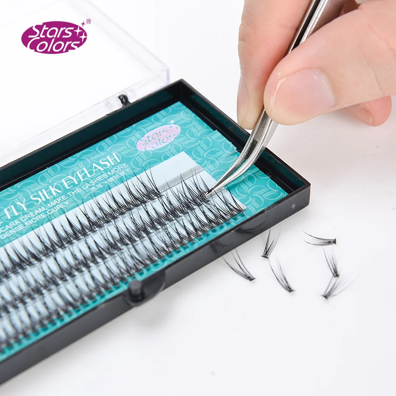 

5 boxes/lot Natural False Eyelashes High Quality Makeup Eye Lashes Encryption Silk C Curl Fake Dovetail fly Eyelash Extension