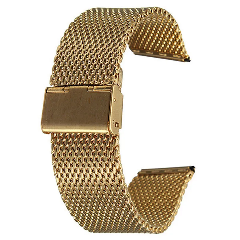 T-AMQ, 16 мм, 18 мм, 20 мм, 22 мм, 24 мм, 26 мм, нержавеющая сталь, Миланский сетчатый ремешок для часов, браслет для часов, черный, серебристый, золотистый, розовое золото-10 - Цвет ремешка: Gold