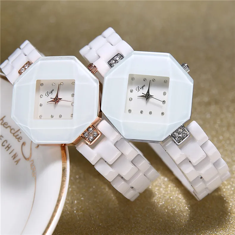 Керамические часы модные повседневные женские кварцевые часы mujer DIGU брендовые Роскошные наручные часы с бриллиантами Девушка элегантное платье часы