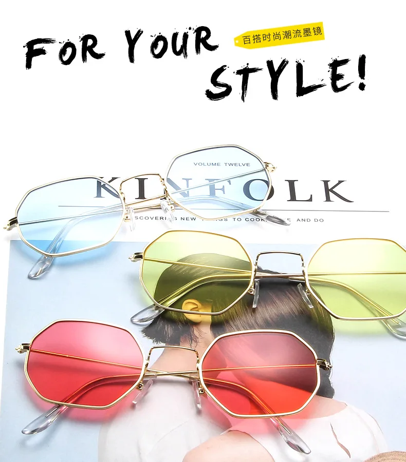 Женские шестиугольные солнцезащитные очки трендовые продукты Прозрачные солнечные очки для женщин праздничные очки oculos de sol feminino