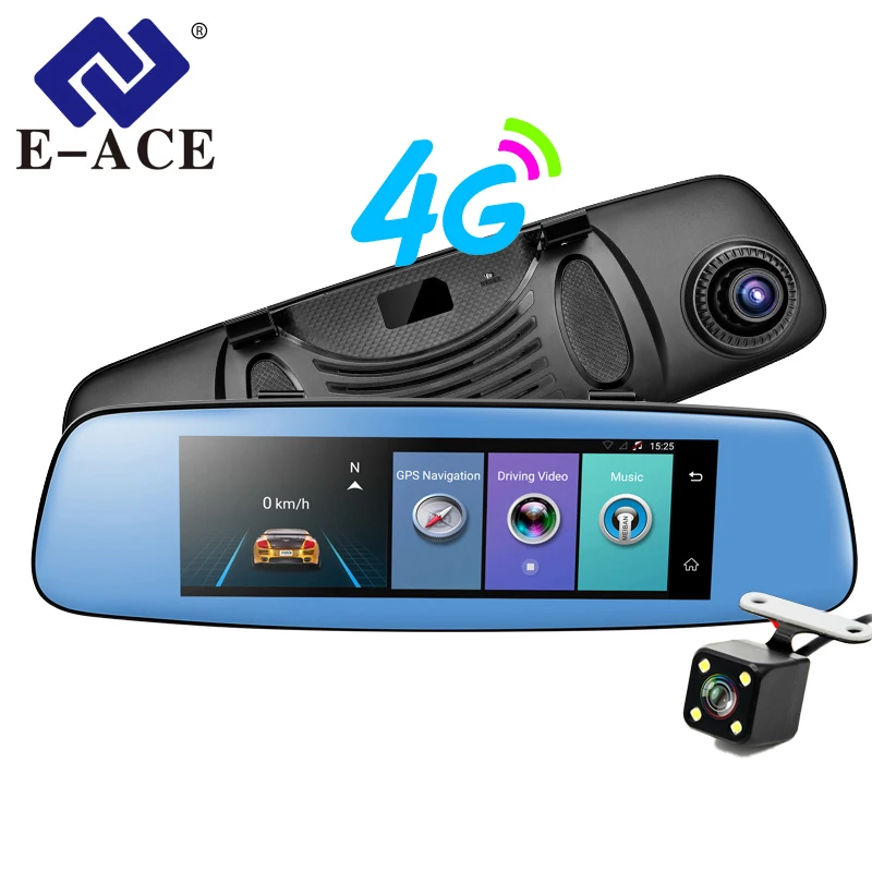 

E-ACE Car 7.86 " GPS Navigation 4G Android 5.1 ADAS DVR Rearview Mirror FHD 1080P Dash Cam Video Recorder Dual Camera Navigator