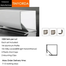 Tinyorda 1000 шт.(длина 1 м) светодиодный профиль Alu светодиодный профиль канала для 21 мм Светодиодные полосы света 1 м светодиодный профиль Alu профильный кабельный канал
