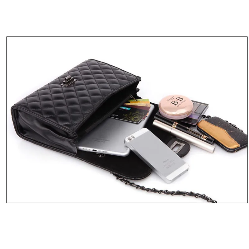 2018 Black Women Shoulder Bags Female Party Crossbody Chain Bag Plaid Handbag Quilted Sac A Main Femme Women Leather Handbags