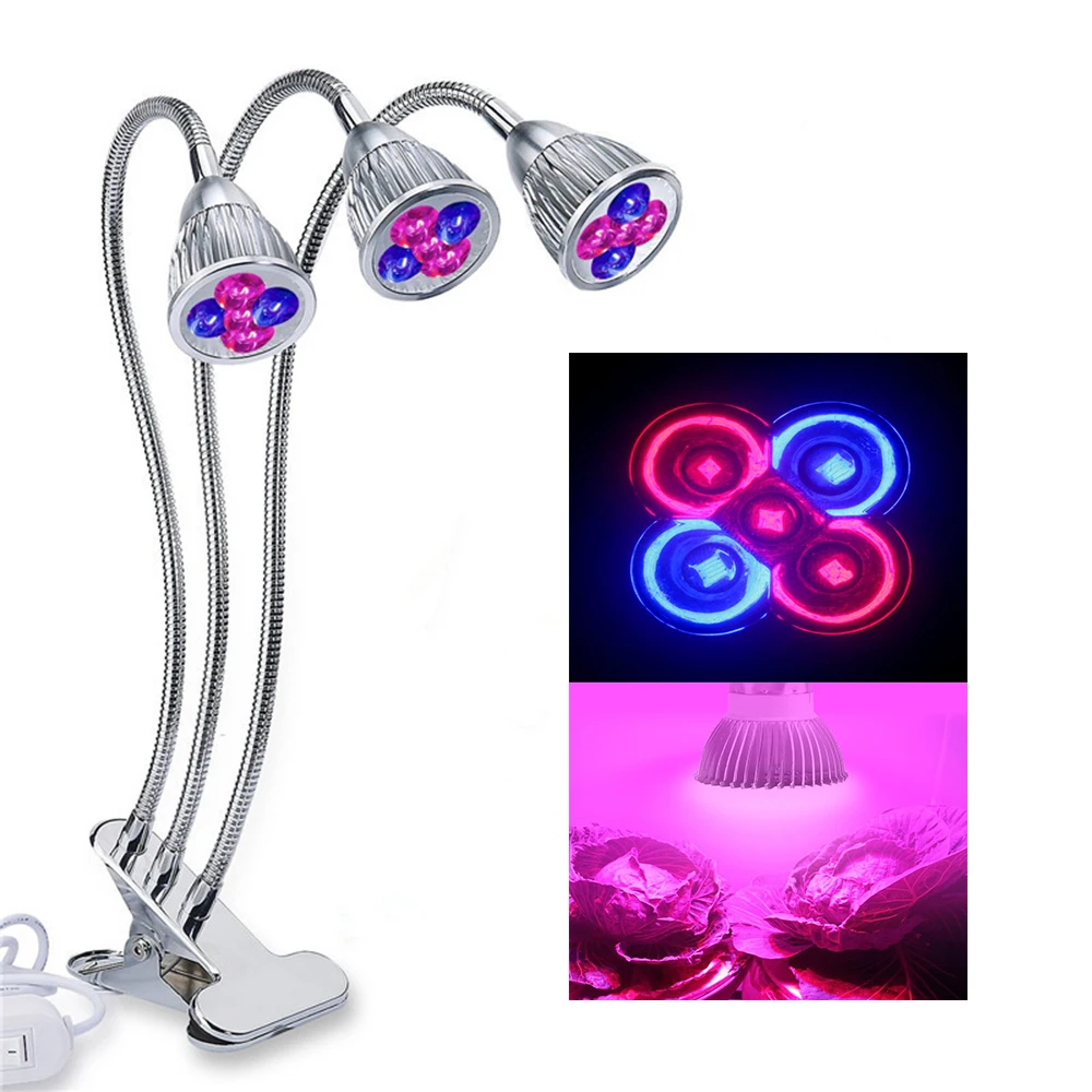 

Grow Light LED Grow Lamp Plug Full Spectrum for Indoor Plants with Adjustable Gooseneck 3 Switch for Hydroponic Garden Tent Home