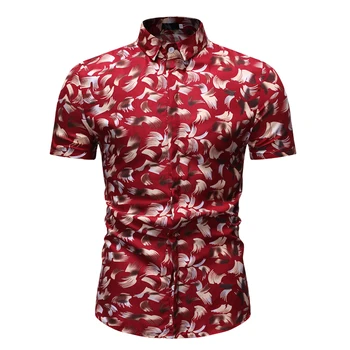

M-3XL New Summer Fashion Mens Shirt Slim Fit Short Sleeve Floral Shirt Mens Clothing Trend Plus Size Mens Casual Flower Shirts