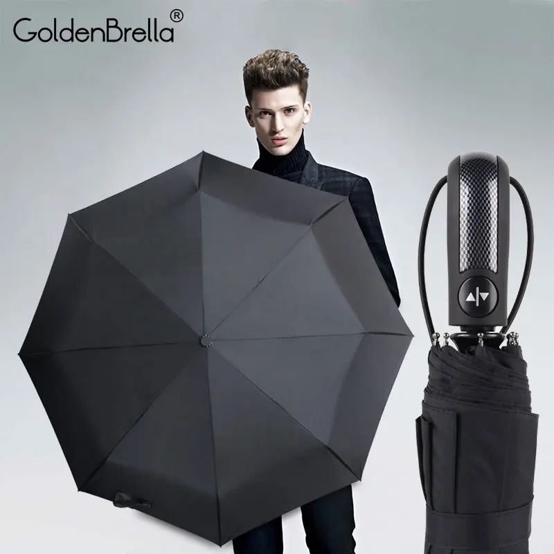 

Creative Handle Umbrella Rain Women Fully-automatic 3Folding Strong windproof Umbrella For Men Business Gifts Car Umbrellas
