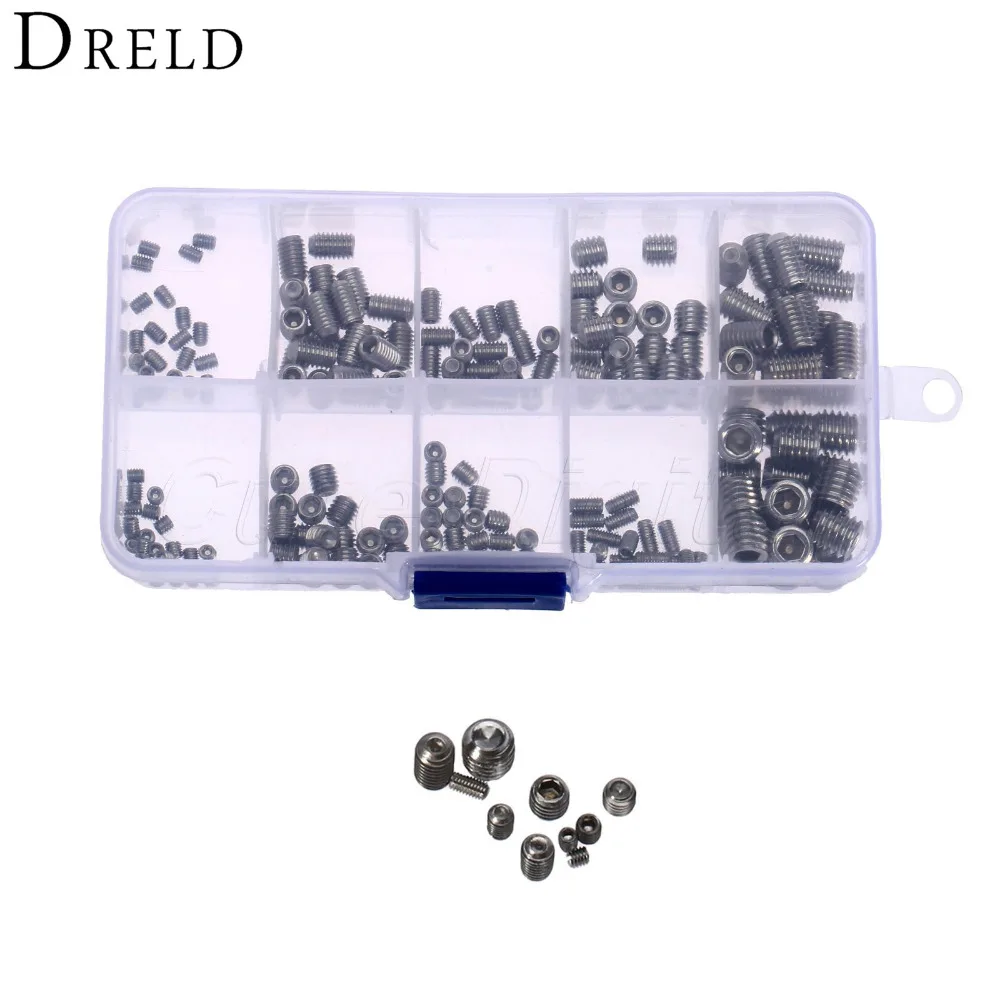 

200Pcs Screws and Bolts Stainless Steel Allen Head Socket Hex Grub Screw Nuts Assortment Cup Point Standoff Screw M3 M4 M5 M6 M8