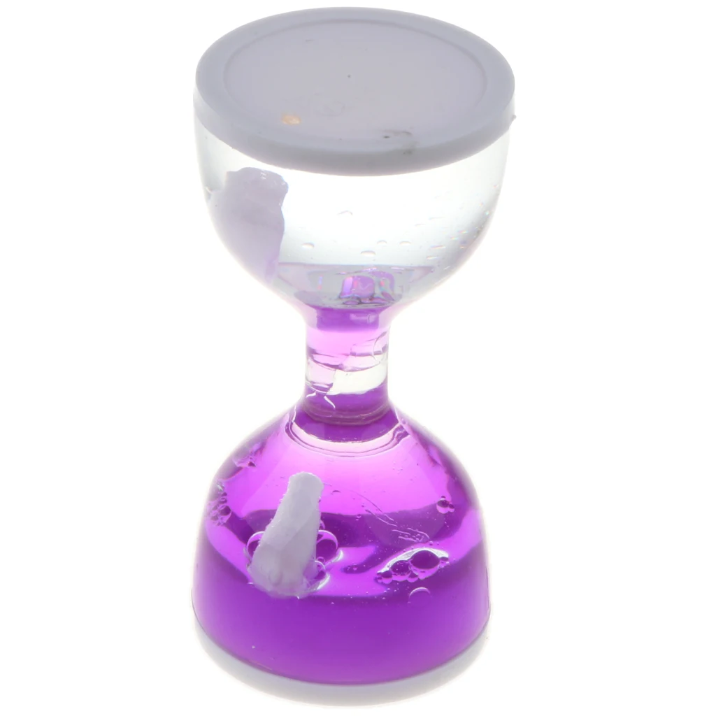 Dolphin Liquid Motion Bubbler Timers, Oil Hourglass Sensory Relaxation Toy Visual Bubble for Office & Desk Decor Gifts Purple