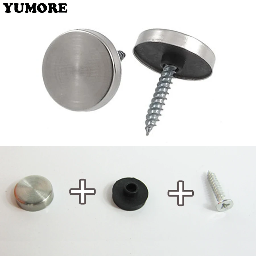 Yumore 100pcs 16mm Dia Stainless Steel Decorative Mirror Screw Cap