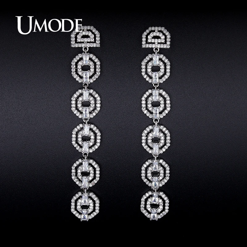 font b UMODE b font Rhodium plated Crystal Dangle font b Earrings b font For