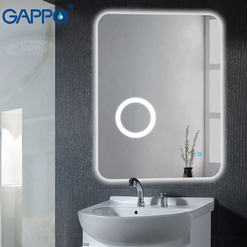 Gappo حمام مرايا Led مرآة لمستحضرات التجميل الحائط أضواء الحمام ماكياج المرايا مستطيل اللمس التبديل ضوء قابل للتعديل