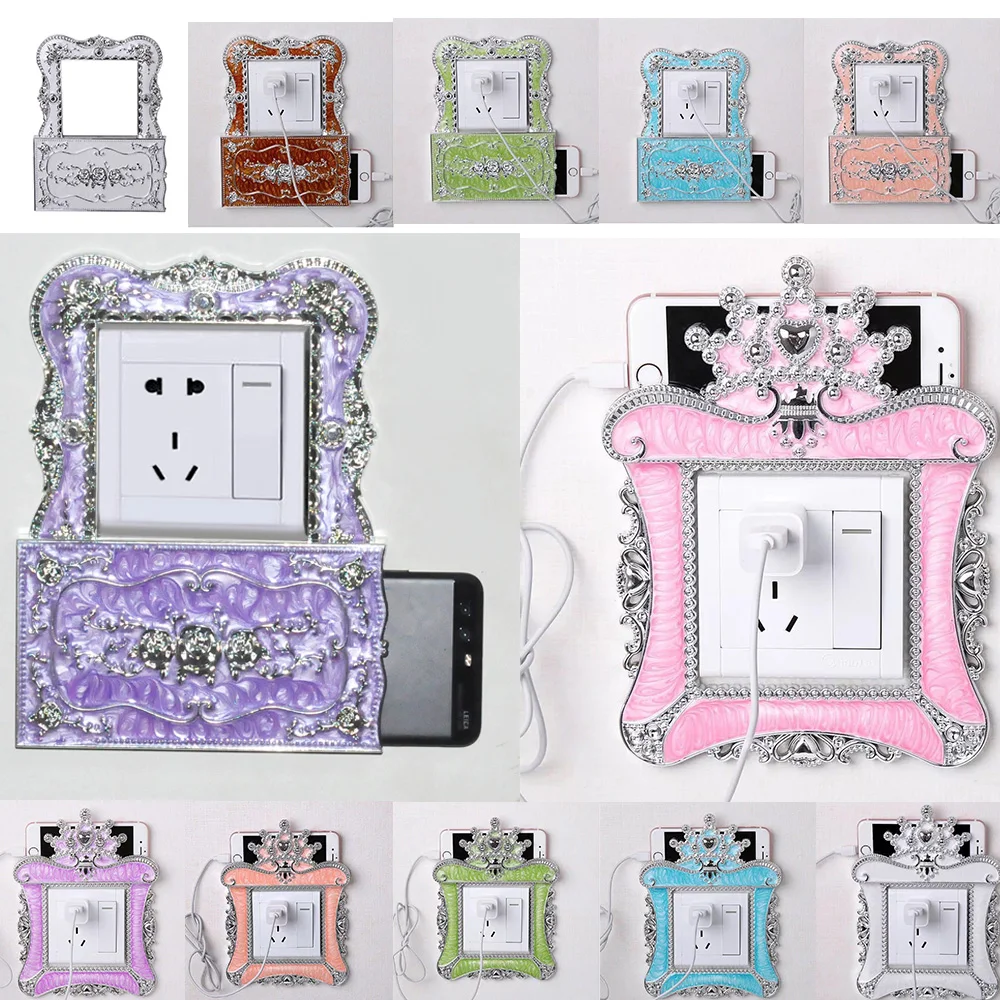 

Europe Wall Socket Sticker Mulit-Color Useful Wall Stickers Socket With Stander Phone Case for Home Decorations Plastic Sticker
