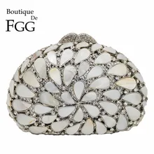 Бутик де фгг выдалбливают из натуральной оболочки женские вечерние сумки жесткий чехол Дамская металлическая расшитая кристаллами Сумочка-клатч свадебные сумочки вечерние сумки