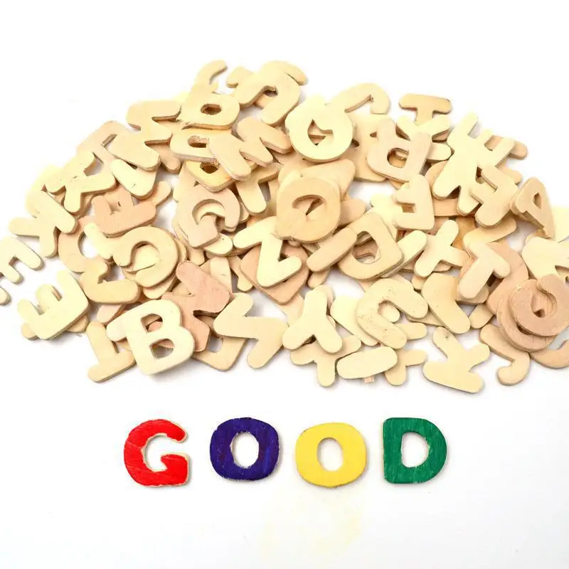 

104pcs BOHS Cut-out Scrabble Alphabet Letter - Wooden Craft Game Kid Education Drawing Painting Toy Gift
