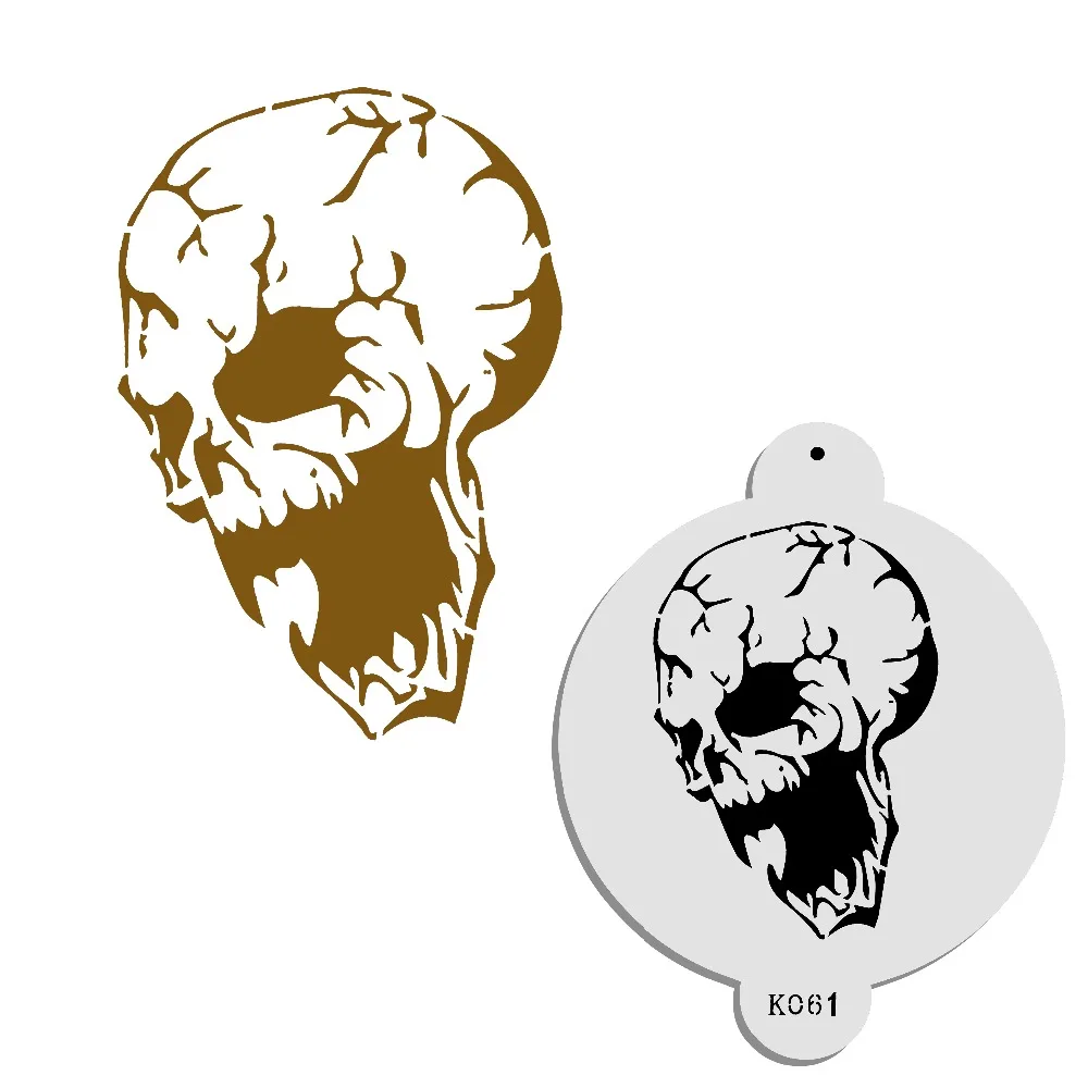 

Halloween terror skull shape cake stencil for Cake Design Plastic Stencil Painting Template Mold for cake Decoration