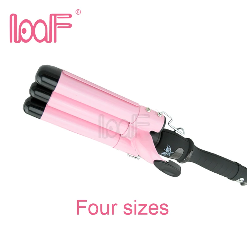 

19-32mm LOOF 3 PTC Heaters Triple Barrel Curling Tongs Hair Curlers Professional LCD Display Ceramic Hair Wand Styler Iron Pink