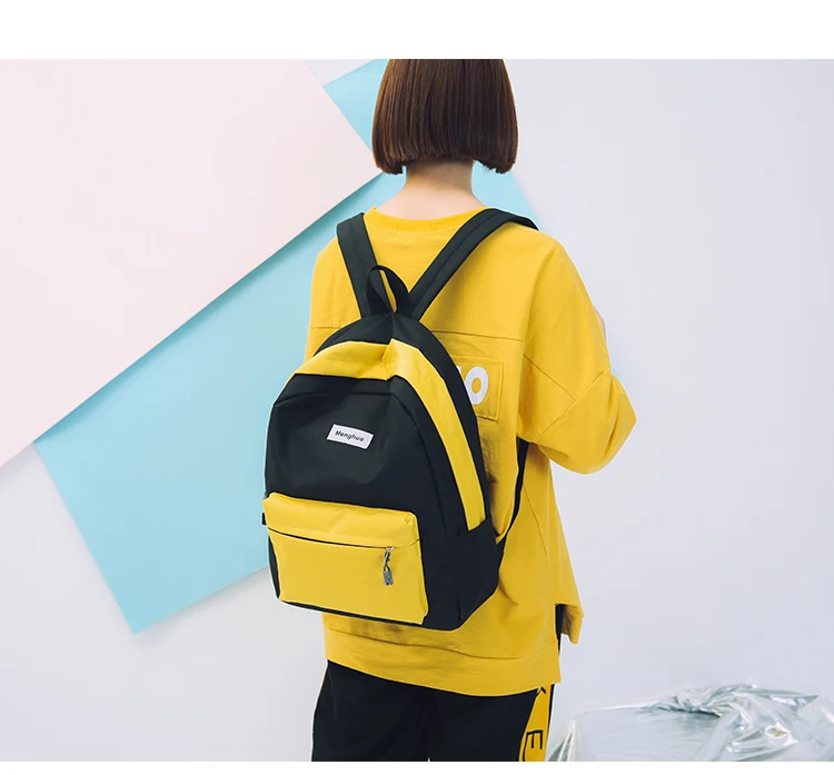 Menghuo Brand New Patchwork Women Backpacks Canvas Backpack Girls Rucksack School Backpacks for College Student Mochila Feminina (8)