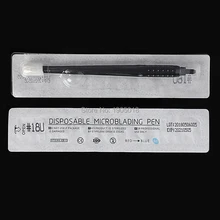 Дизайн 50 шт одноразовая черная ручка для микроблейдинга 18U лезвие и щетка bliaster упаковка Перманентная тату машинка для макияжа# 18U