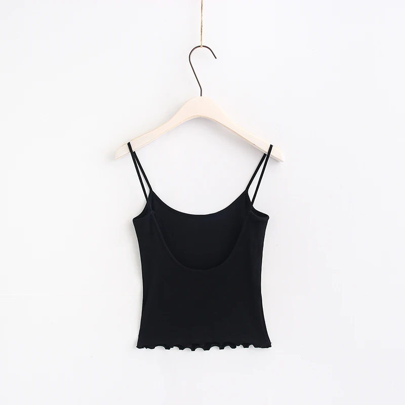 Женский сексуальный глубокий Scoopneck back Camisole женский Тощий топ на бретелях с гофрированным краем