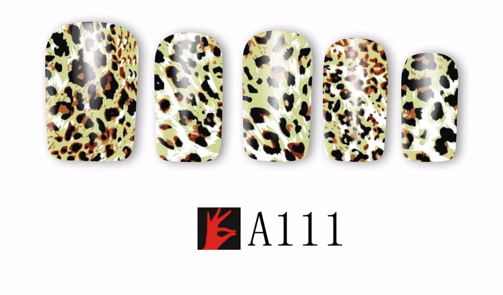 12 упак./лот воды Наклейка ногтей наклейки ползунок татуировки полное покрытие цветок Тигр леопардовым узором кожи A109-120