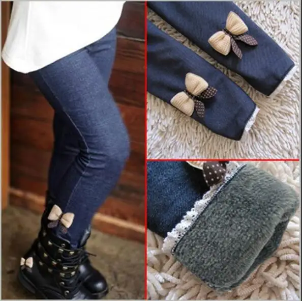 От 2 до 10 лет осенне-зимние модные утепленные вельветовые джинсы с имитацией корейских леггинсов для маленьких девочек длинные штаны для крупных девочек