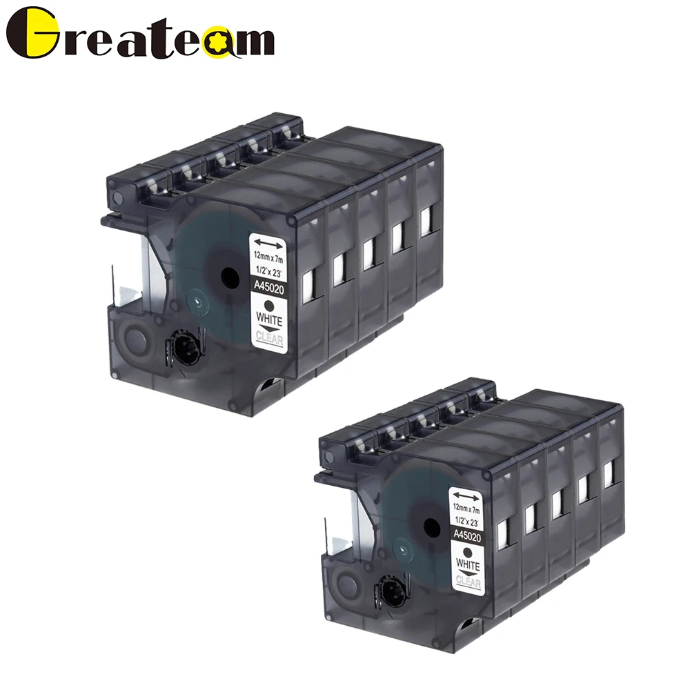 

Greateam 10pcs A45020 Compatible Dymo D1 S0720600 45020 White on Clear Label Tape for Dymo Label Manager Printer160 280 420P