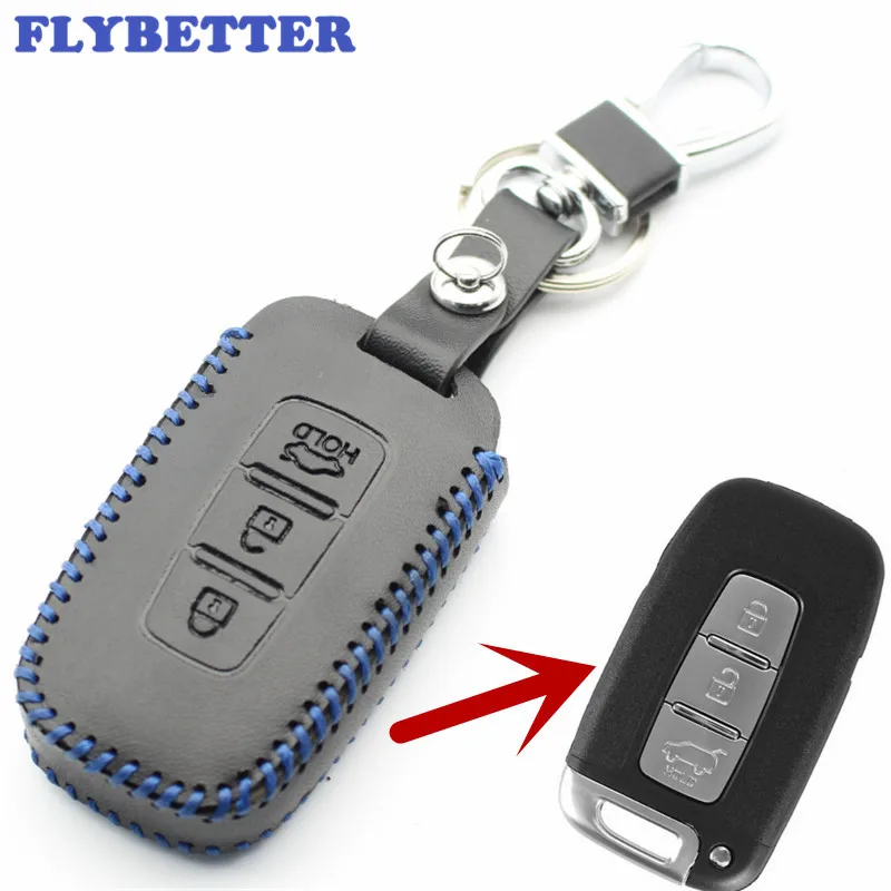 

FLYBETTER Genuine Leather 3Button Smart Key Case Cover For Kia K5/Sportage R/Sorento/Forte Car Styling L1210