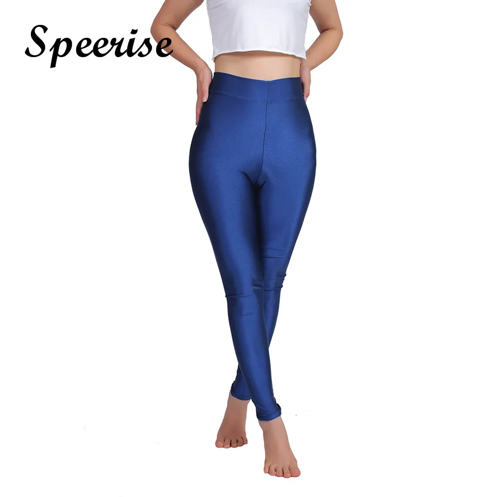 

Speerise Womens Skinny Mid Waist Legging Black Ballet Dance Pants Megging Ladies Stretch Lycra Nylon Yoga Running Leggings