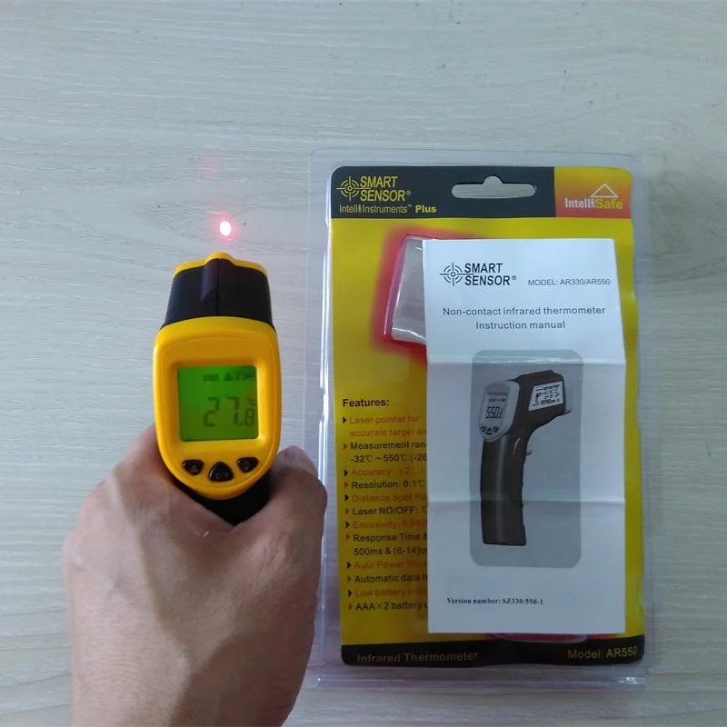 AR550 Non contact IR Digital Infrared Thermometer -32~550C / -26~1022F Point Gun Pyrometer Temperature instruments