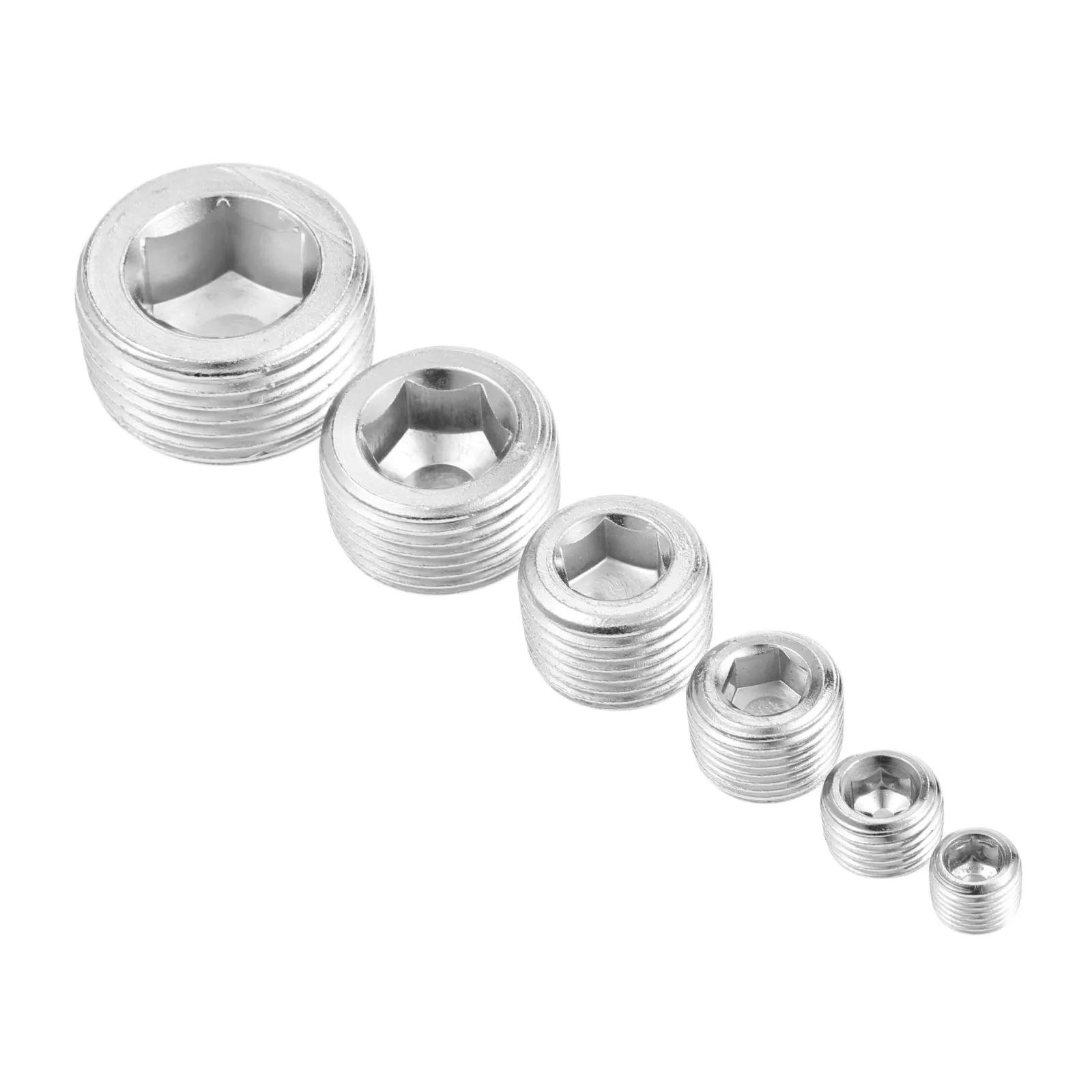 Pack of 2 Aluminum 1 NPT Thread Allen Head Socket Pipe Plugs,Silver Anodized