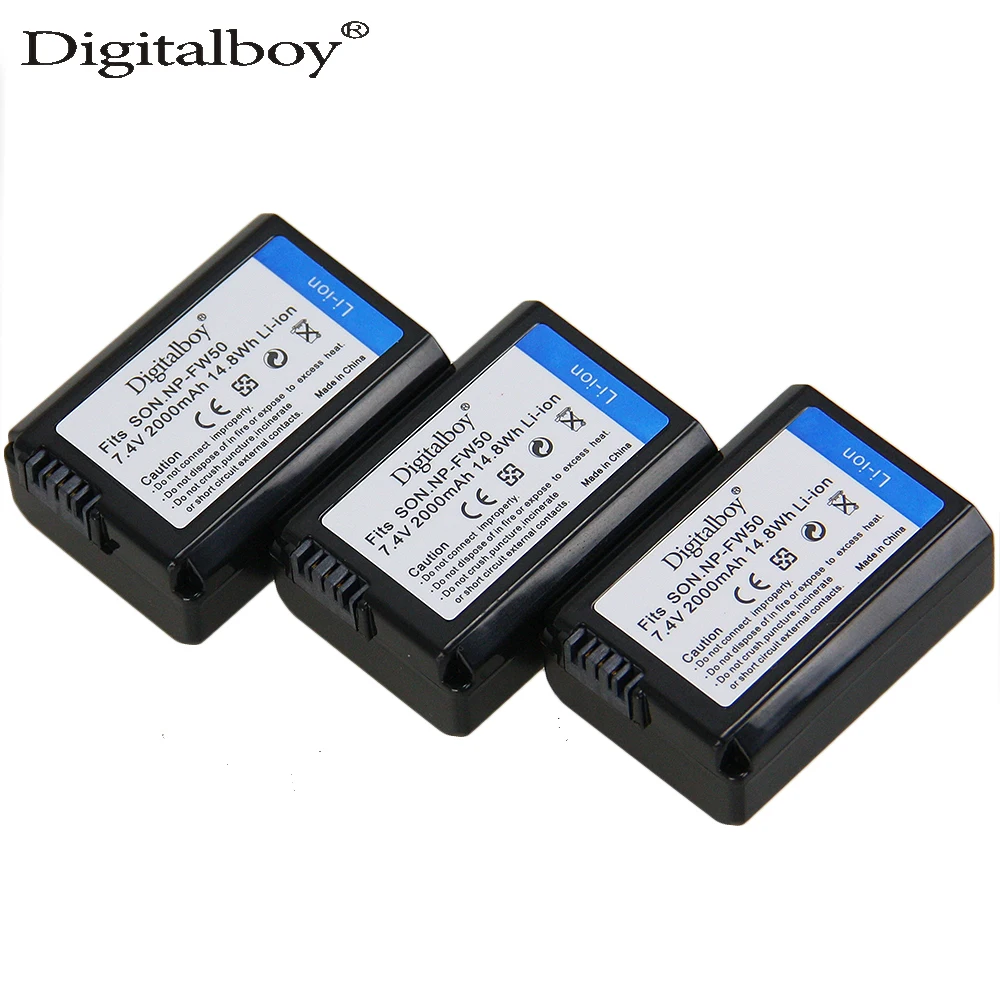 High Quality 3PC 2000mAh NP FW50 NP FW50 NPFW50 Camera Rechargeable