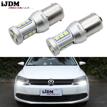 iJDM CANbus Error Free 1200 Lumens HID White 1156 7506 S25 LED Bulbs for Volkswagen MK6 Jetta Daytime Running Lights,6000K 12V 1