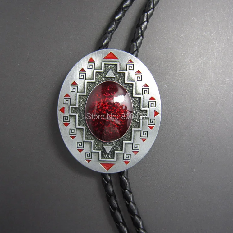 

New Jeansfriend American Southwest Pattern Oval Bolo Tie Wedding Leather Necklace Free Shipping BOLOTIE-001