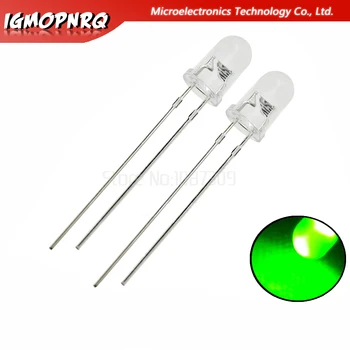 

100pcs Green light-emitting diodes White turn Green 5mm led