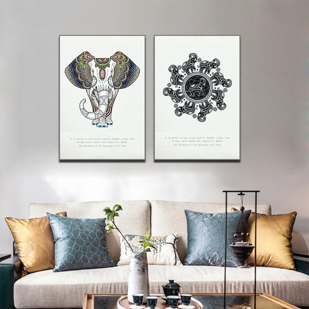 Canvas Posters And Prints Elephant Art Deco Painting Living Room Mural