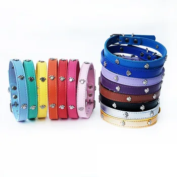 

Dog Collar Leather Lead Small Dog Collar Free Puppy Supplies Pet Accessories Paws Leather Collar Golden Retriever Accessories E