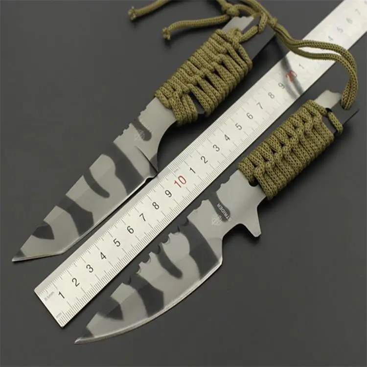 camouflage color straight knife diving survival knife Portable outdoor