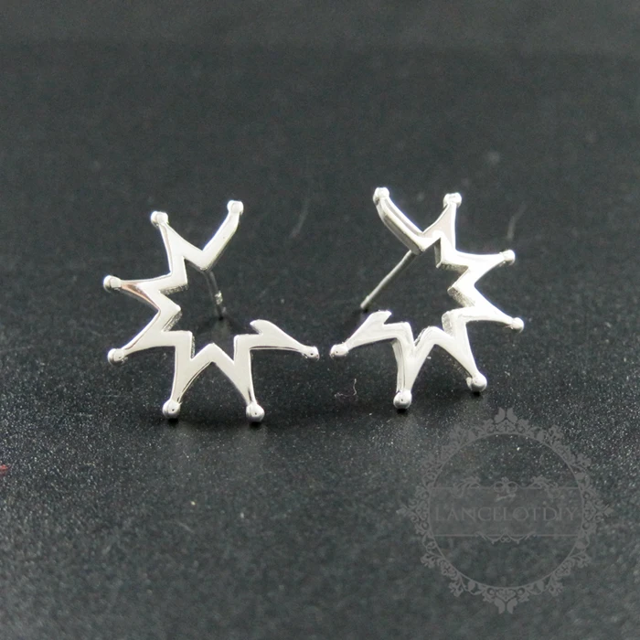 Серьги гвоздики в виде полузвезды из серебра 1702126 пробы 15 мм|silver earring studs|sterling silver