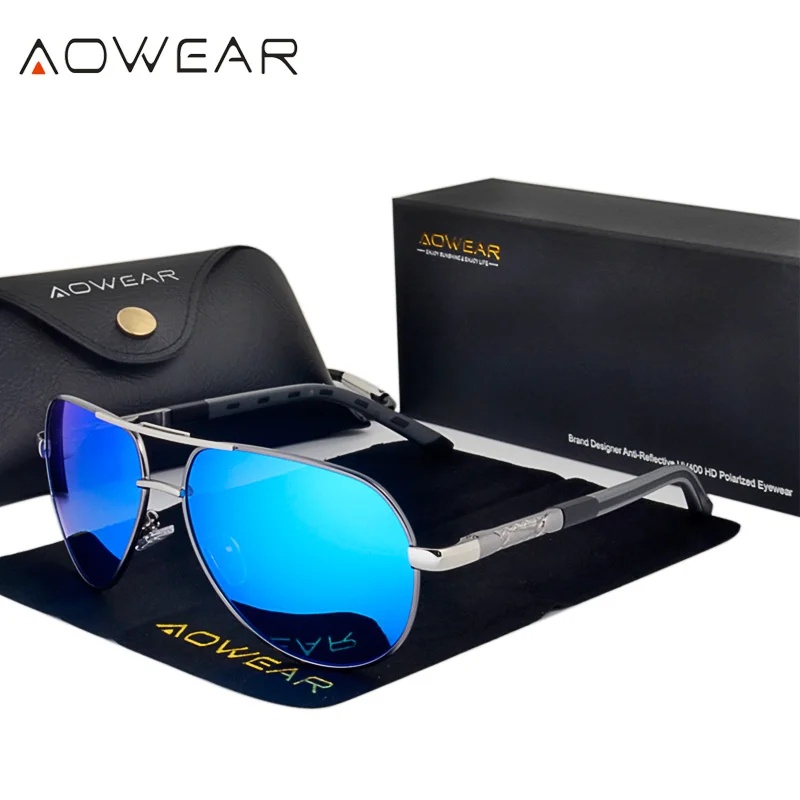 Мужские зеркальные солнцезащитные очки AOWEAR брендовые дизайнерские