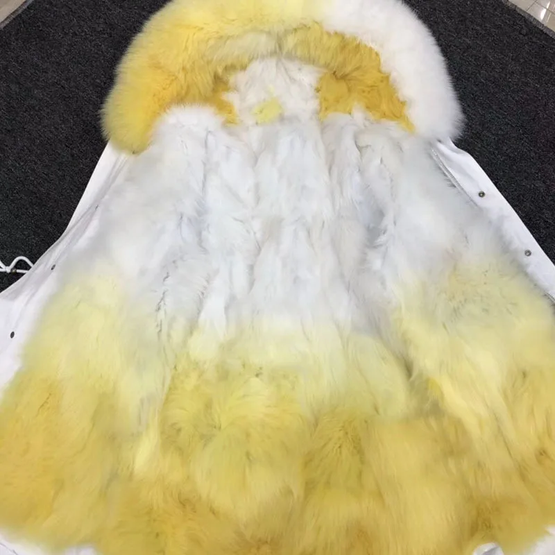 Manteau мужское зимнее большое натуральное роскошное пальто с градиентом лисы