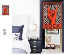 Taiwan Japan style Chinese American rock music poster bar fabric door curtain shade hanging curtain bedroom living room kitchen