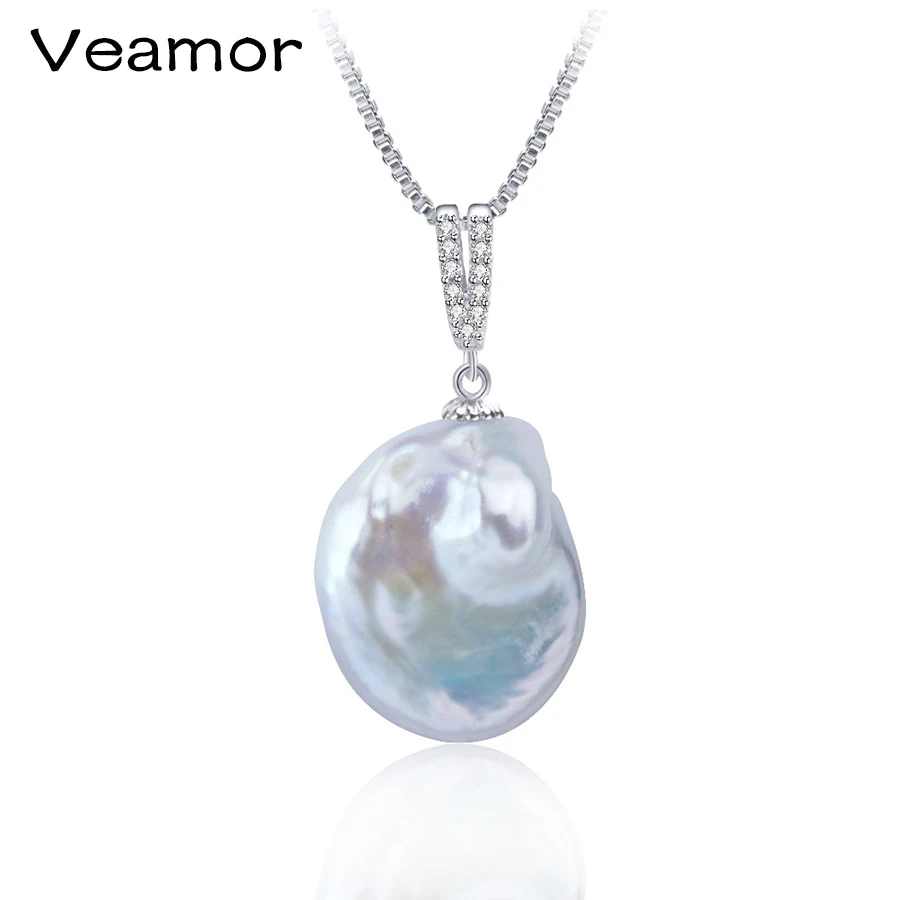 

2017 New White color large size tissue nucleated flame ball shape baroque pearl necklace pendant freshwater 100% natural pearls