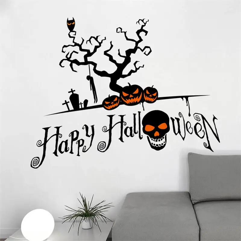 

2015 hot newest Halloween Ghost Pumpkin Tree home decor wall stickers funny dark party creative decoration sticker